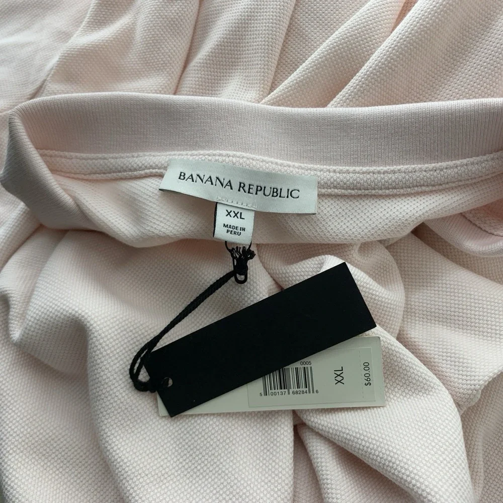 Banana‎ Republic Men Size XXL Polo Shirt Pink Short Sleeve Cotton Top Lux Pique